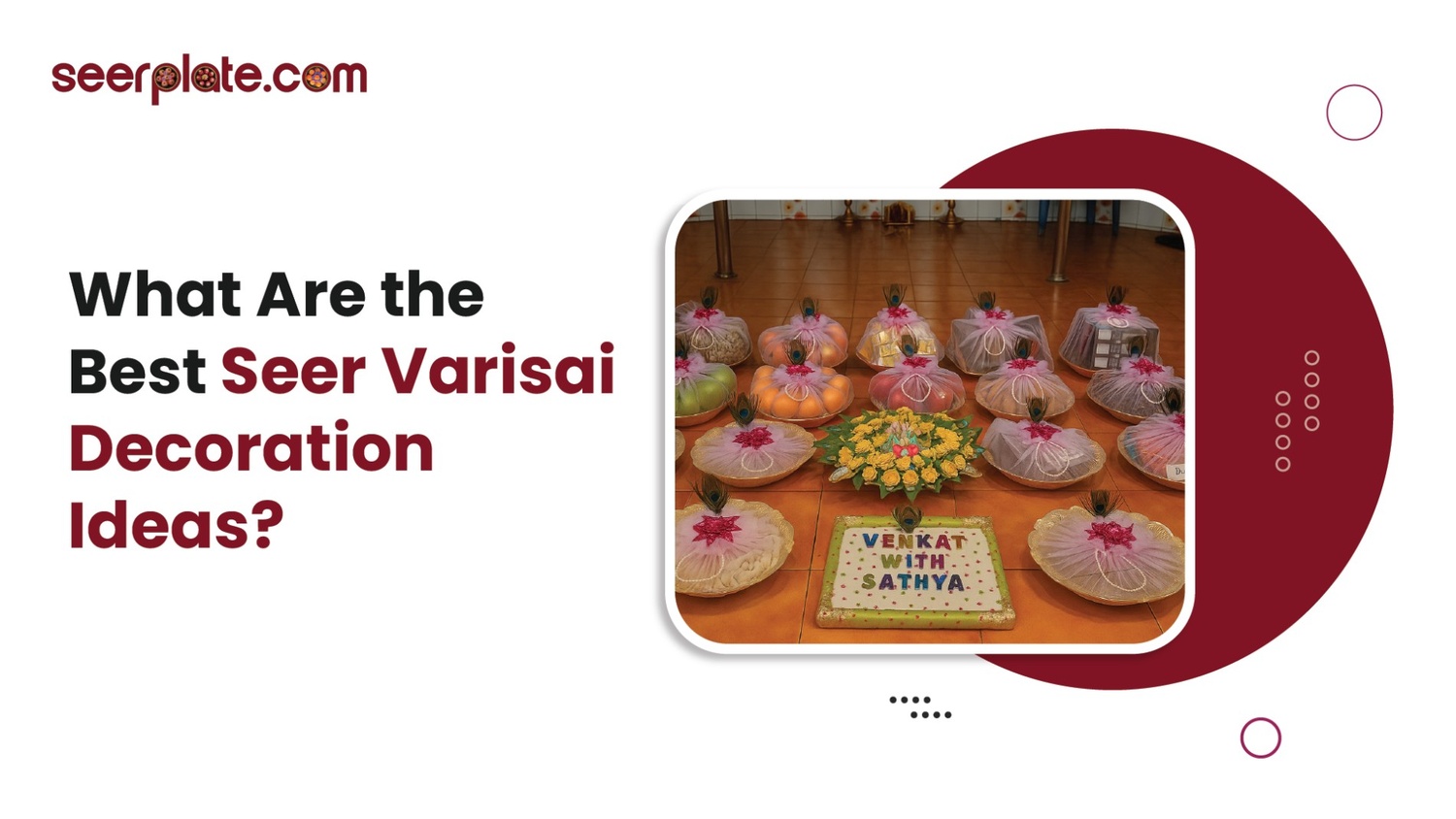 "Beautifully decorated Seer Varisai plates with fruits and gifts covered in net fabric, displayed for a traditional ceremony."