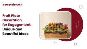 Beautifully arranged fruit plate decoration with oranges, grapes, and flowers for engagement ceremony display.