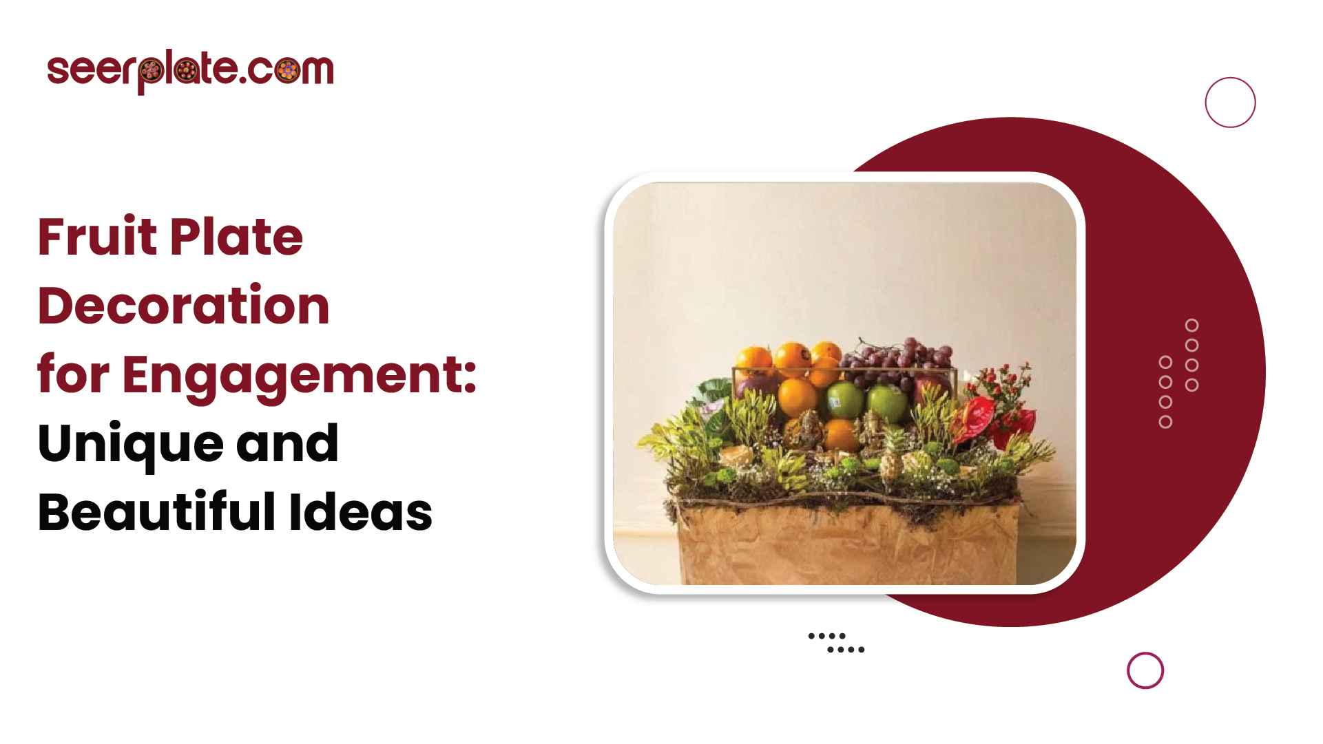 Beautifully arranged fruit plate decoration with oranges, grapes, and flowers for engagement ceremony display.